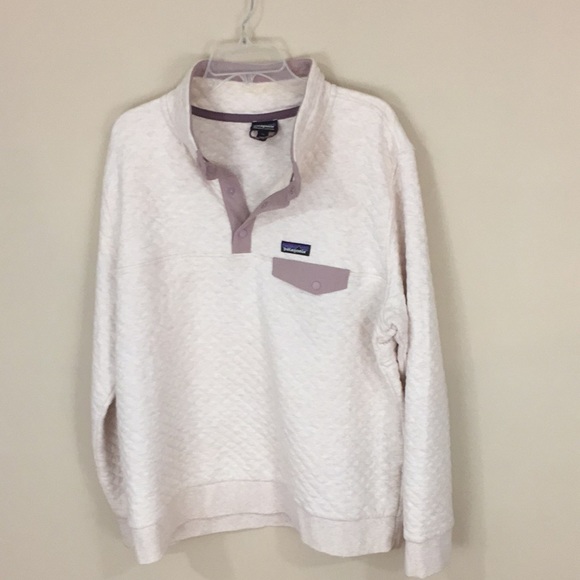 Patagonia Tops - Patagonia Cream Quilted  Organic Cotton Snap-T Pullover  Top Sweatshirt XXL